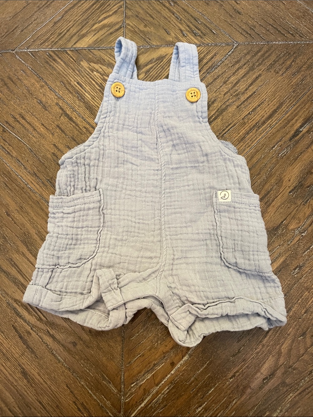Little Planet Soft Cotton Gauze Light Blue Overalls NB